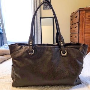 Large Brown Faux Leather Tote